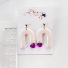 Load image into Gallery viewer, Date Night - Arches+Purple Hearts Ivory+Opal Dangles
