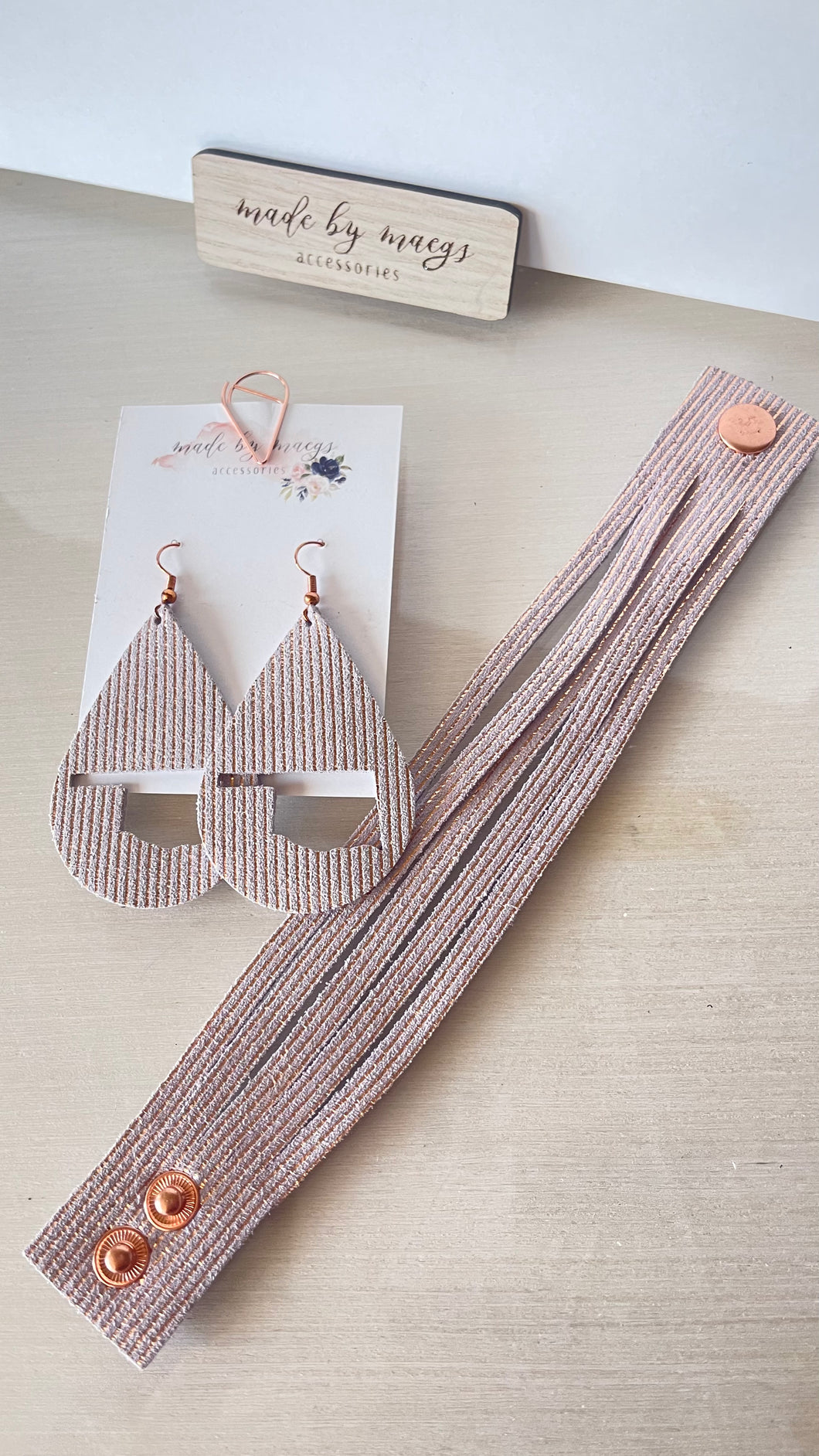 Rose Gold Okies - Earring + Bracelet Set