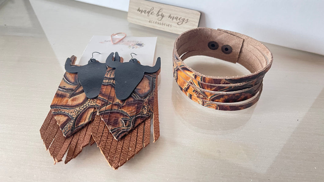 Western Bulls - Earring + Bracelet Set