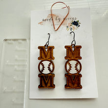 Load image into Gallery viewer, Wooden - Baseball Mom Dangles
