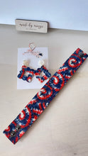 Load image into Gallery viewer, Patriotic Tie-Dye Earring + Bracelet Set
