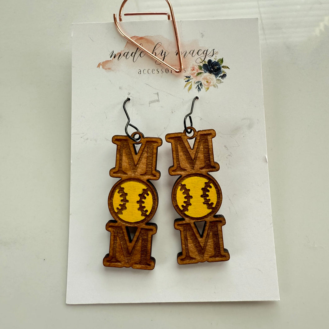 Wooden - Softball Mom Dangles