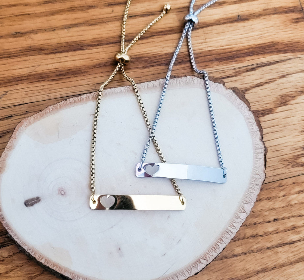 Heart Bar Bracelet — Leave Notes at Checkout