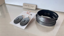 Load image into Gallery viewer, Metallic Silver Earring + Bracelet Set
