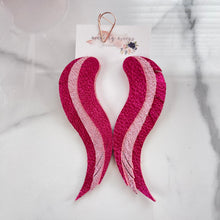 Load image into Gallery viewer, Leather - Fuschia &amp; Blush- Fringe Angel Wings
