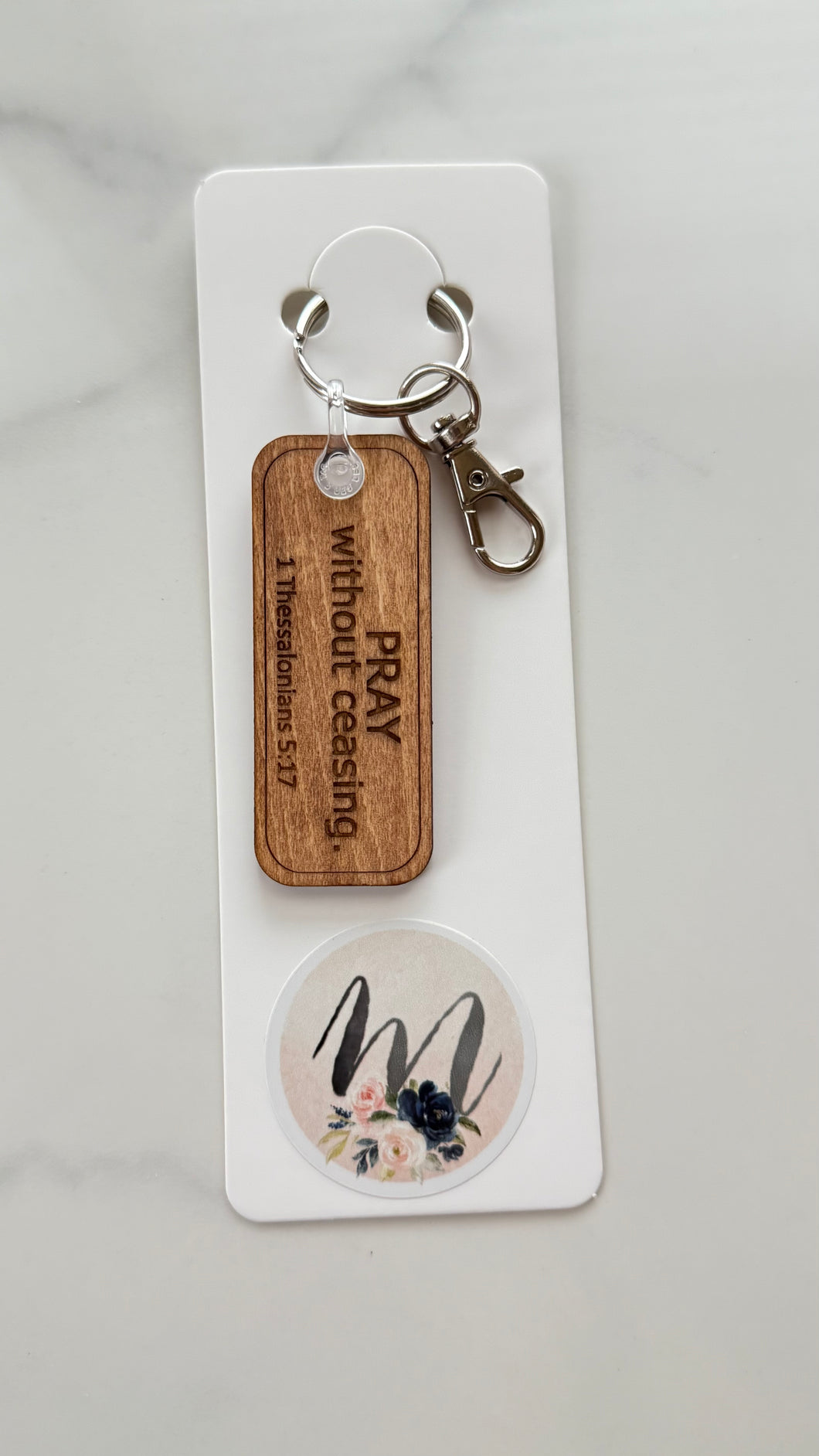 Keychain - Wooden - Pray Without Ceasing