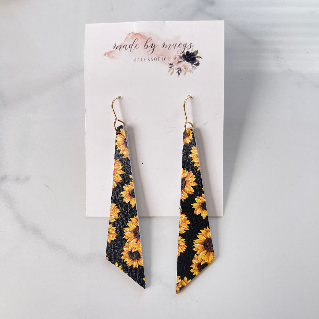 Leather - Sunflowers - Dagger Dangles