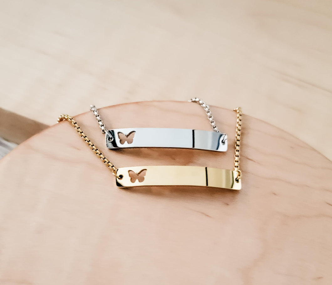 Butterfly Bar Bracelet — Leave Notes at Checkout