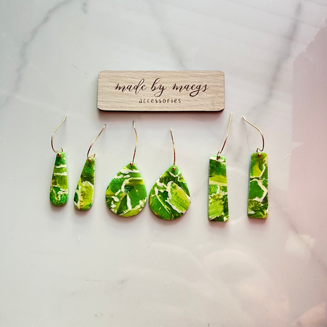 Green Watercolor Dangles