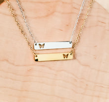 Load image into Gallery viewer, Butterfly Bar Necklace — Leave Notes at Checkout
