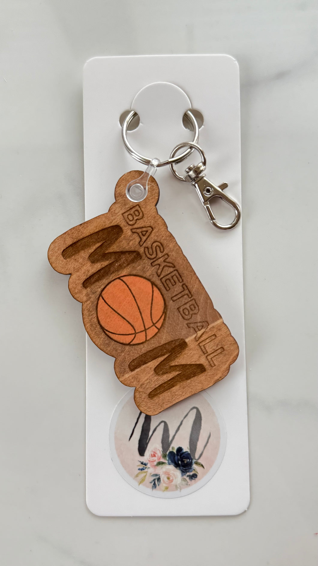 Keychain - Wooden - Basketball Mom