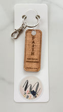 Load image into Gallery viewer, Keychain - Wooden - Faith Can Move Mountains
