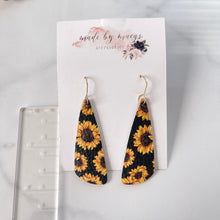 Load image into Gallery viewer, Leather - Sunflowers - Abstract Bar Dangles
