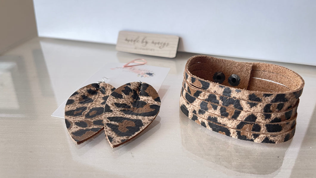 Leopard Earring + Bracelet Set