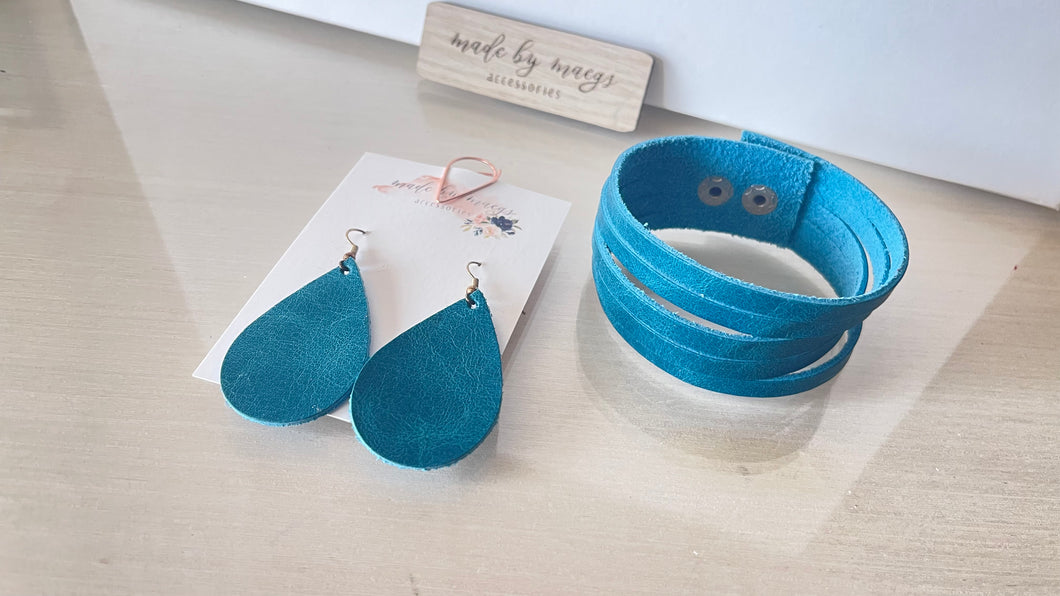 Deep Turquoise Earring + Bracelet Set