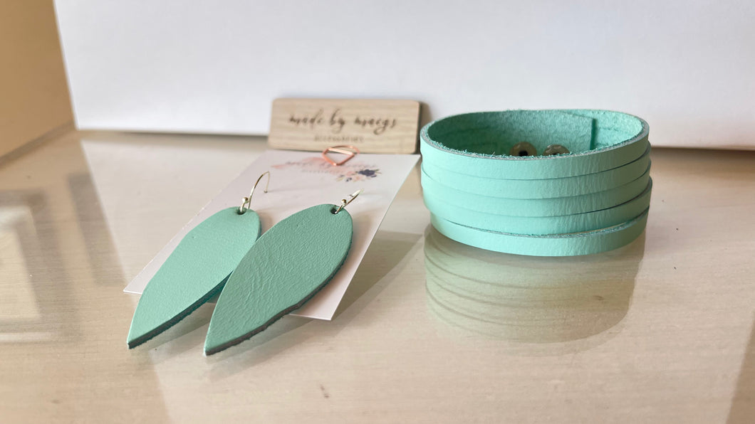 Mint Earring + Bracelet Set