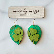 Load image into Gallery viewer, Wooden Shamrock Dangles
