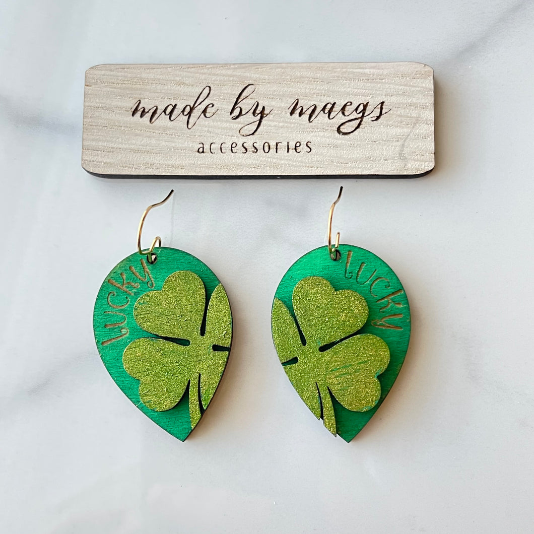 Wooden Shamrock Dangles