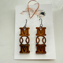 Load image into Gallery viewer, Wooden - Baseball Mom Dangles
