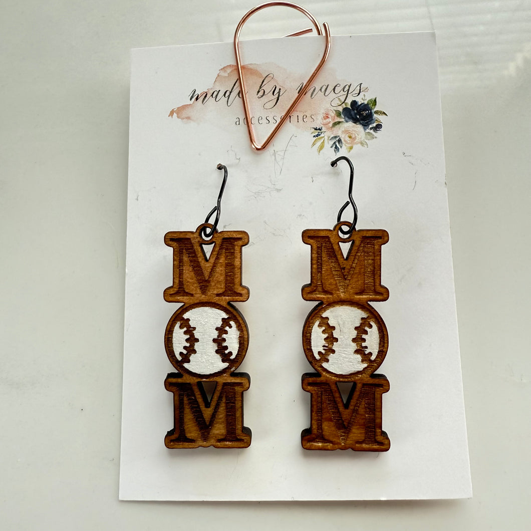 Wooden - Baseball Mom Dangles