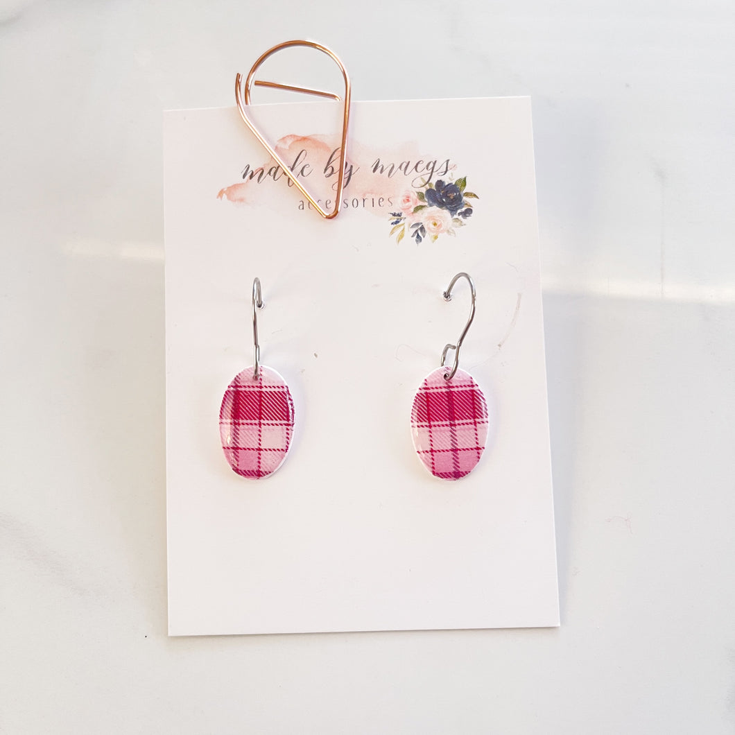 Valentine’s Collection - Plaid Oval Dangles