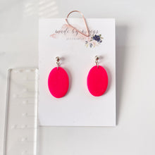 Load image into Gallery viewer, Valentine’s Collection - Neon Pink Oval Dangles
