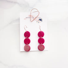 Load image into Gallery viewer, Valentine’s Collection - Burgundy &amp; Rose Gold Triple Circle Dangles
