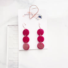 Load image into Gallery viewer, Valentine’s Collection - Burgundy &amp; Rose Gold Triple Circle Dangles
