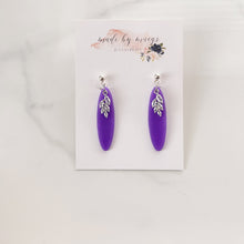 Load image into Gallery viewer, Valentine’s Collection - Translucent Purple Skinny Oval Dangles
