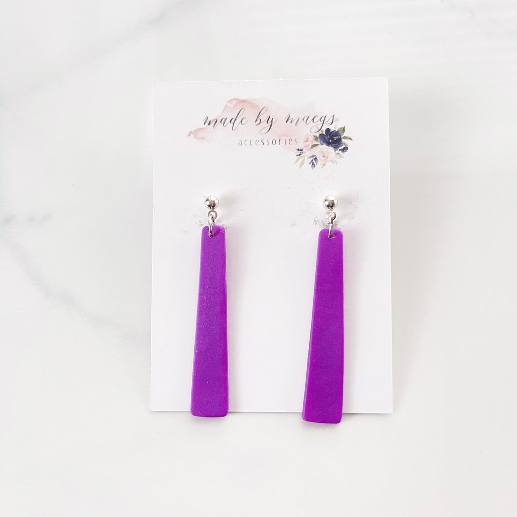 Valentine’s Collection - Shimmer Purple Clay Elegant Bar Dangles