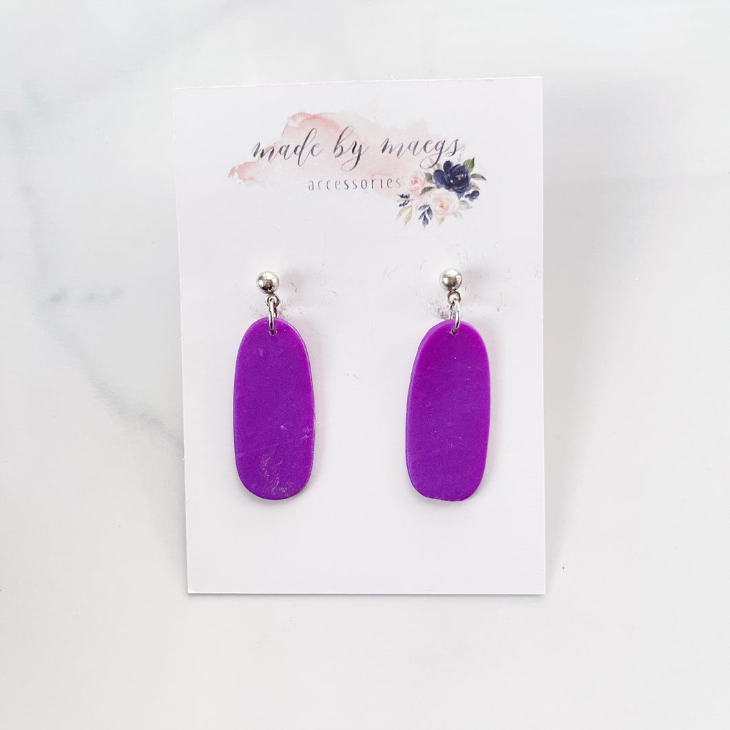 Valentine’s Collection - Shimmer Purple Clay Long Oval Dangles