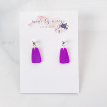 Load image into Gallery viewer, Valentine’s Collection - Shimmer Purple Clay Mini Rectangle Dangles
