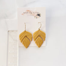 Load image into Gallery viewer, Clay - Shimmer Gold Feather Dangles
