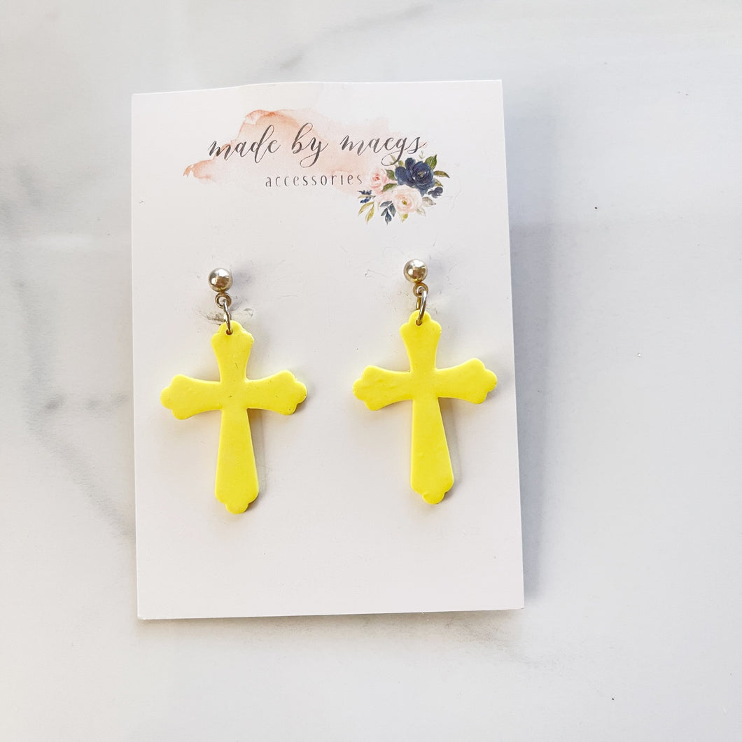 Clay - Sunshine Yellow Cross Dangles