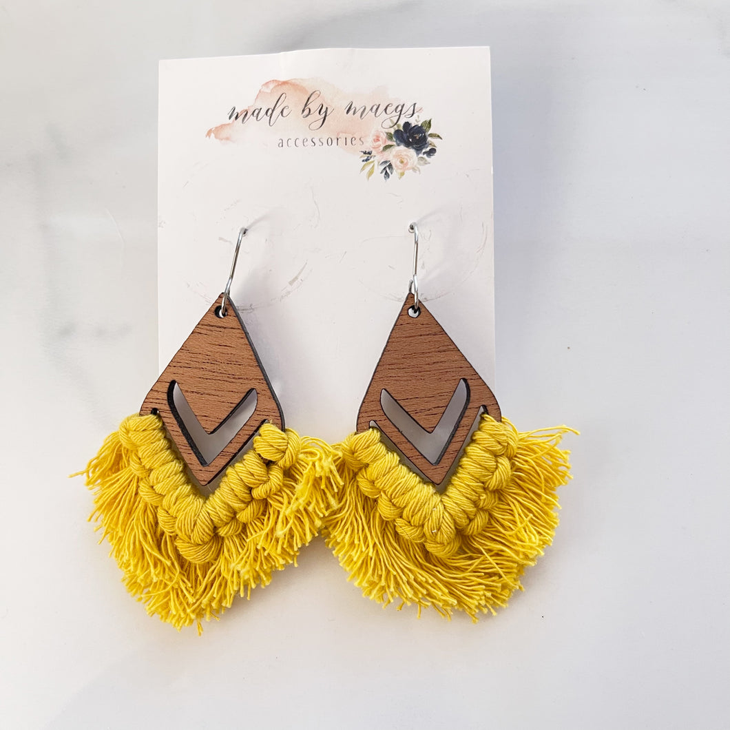 Macrame - Sunflower Yellow Dangles