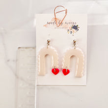 Load image into Gallery viewer, Date Night - Arches+Pink Hearts Ivory+Opal Dangles
