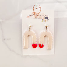 Load image into Gallery viewer, Date Night - Arches+Pink Hearts Ivory+Opal Dangles
