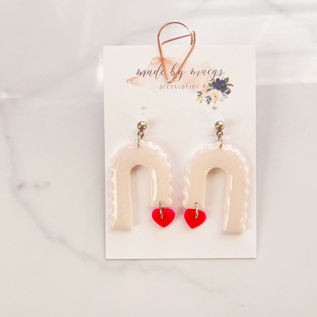 Date Night - Arches+Pink Hearts Ivory+Opal Dangles