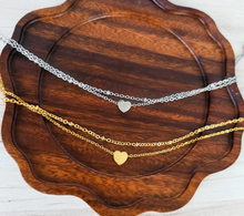 Load image into Gallery viewer, Petite Heart Double Chain Anklet — Leave Notes at Checkout
