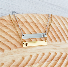 Load image into Gallery viewer, Cross Bar Necklace — Leave Notes at Checkout
