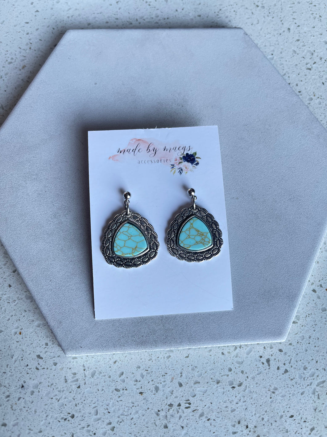 Western Metal - Turquoise Triangles