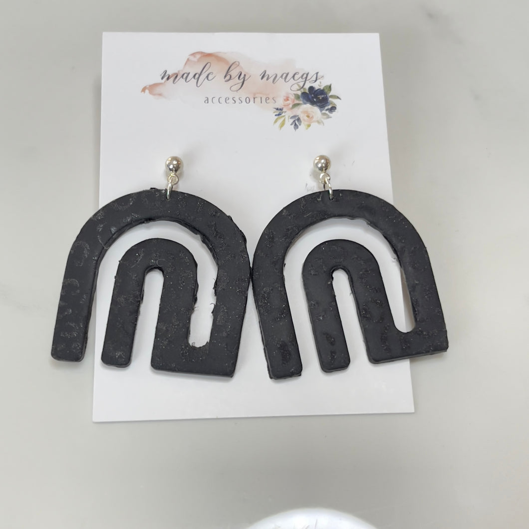 Matte Black Leopard - Double Arch Dangles