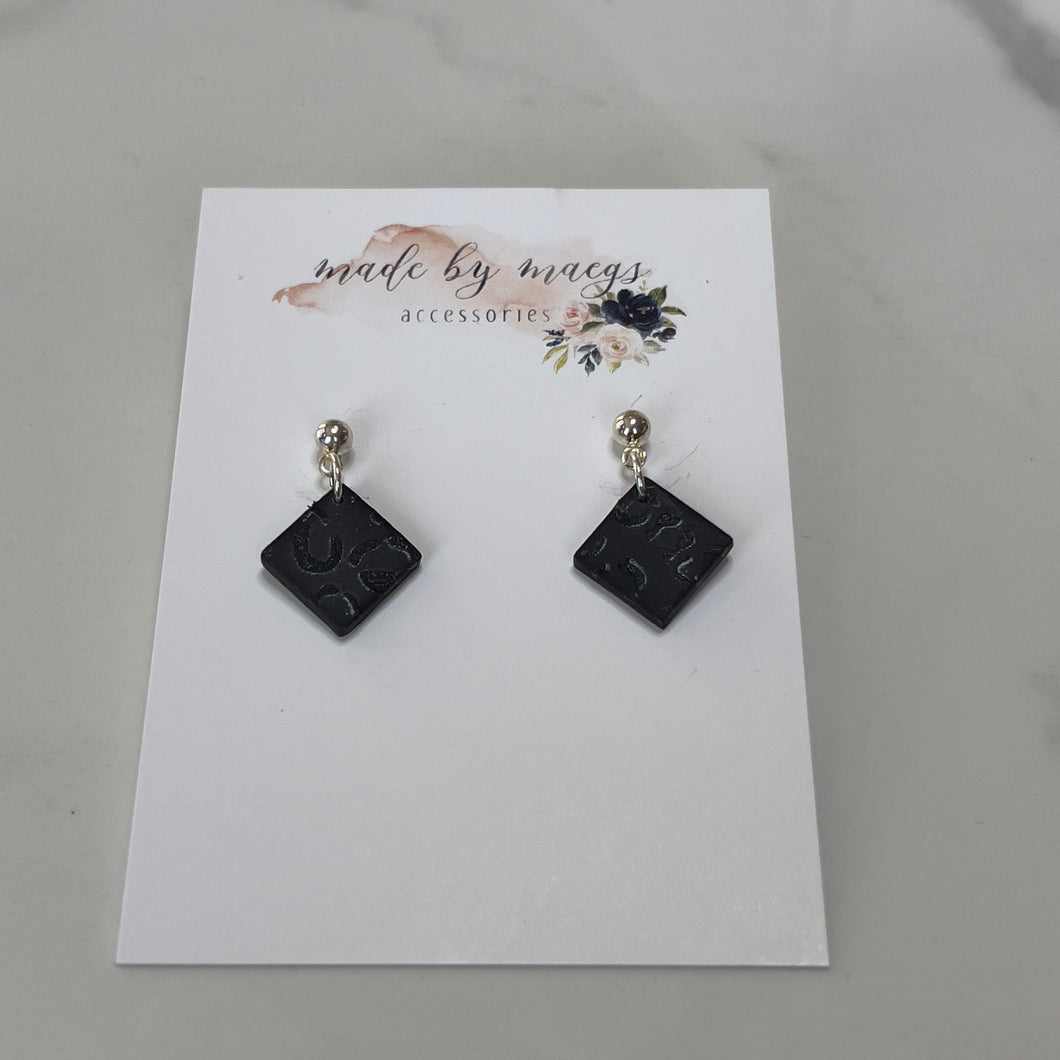 Matte Black Leopard - Mini Diamond Dangles