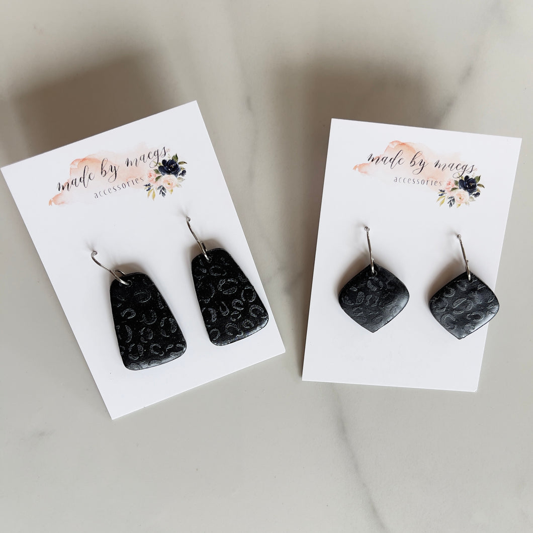 Black on Black Leopard Dangles