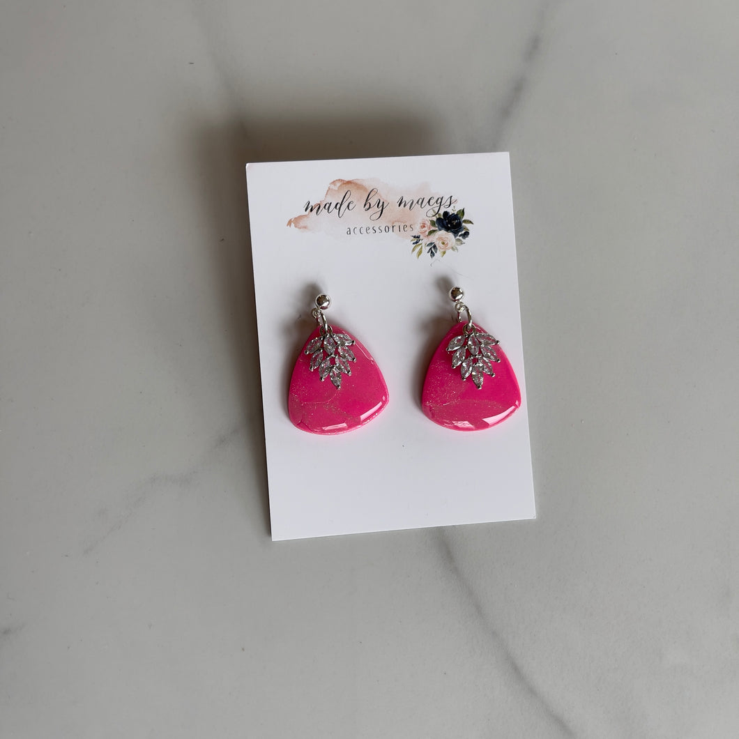 Date Night - Neon Pink Rounded Triangle Dangles