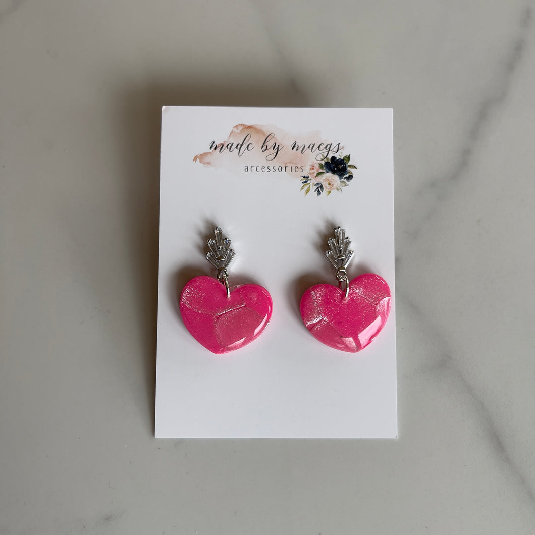 Date Night - Neon Pink Heart Dangles