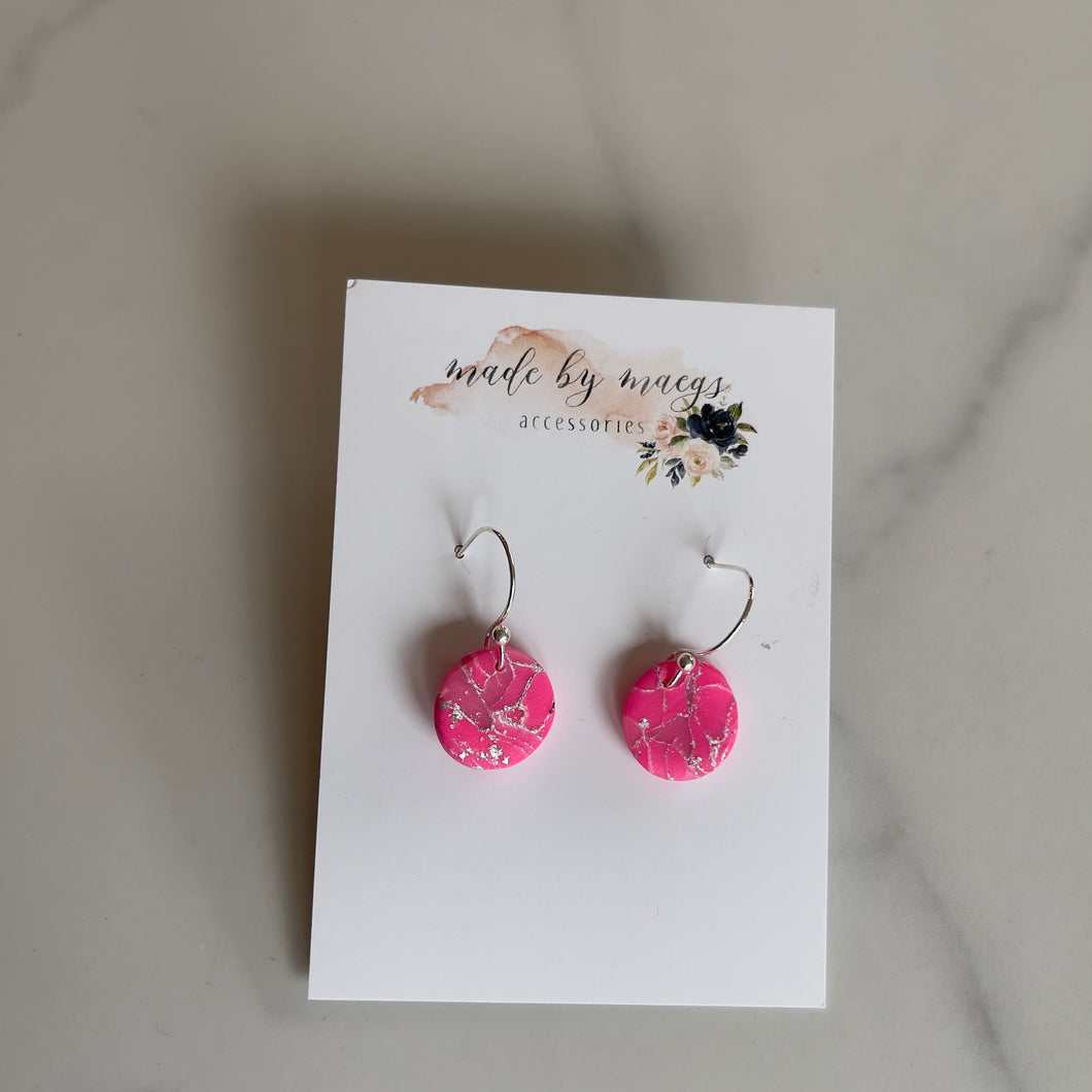 Date Night - Neon Pink Circle Dangles