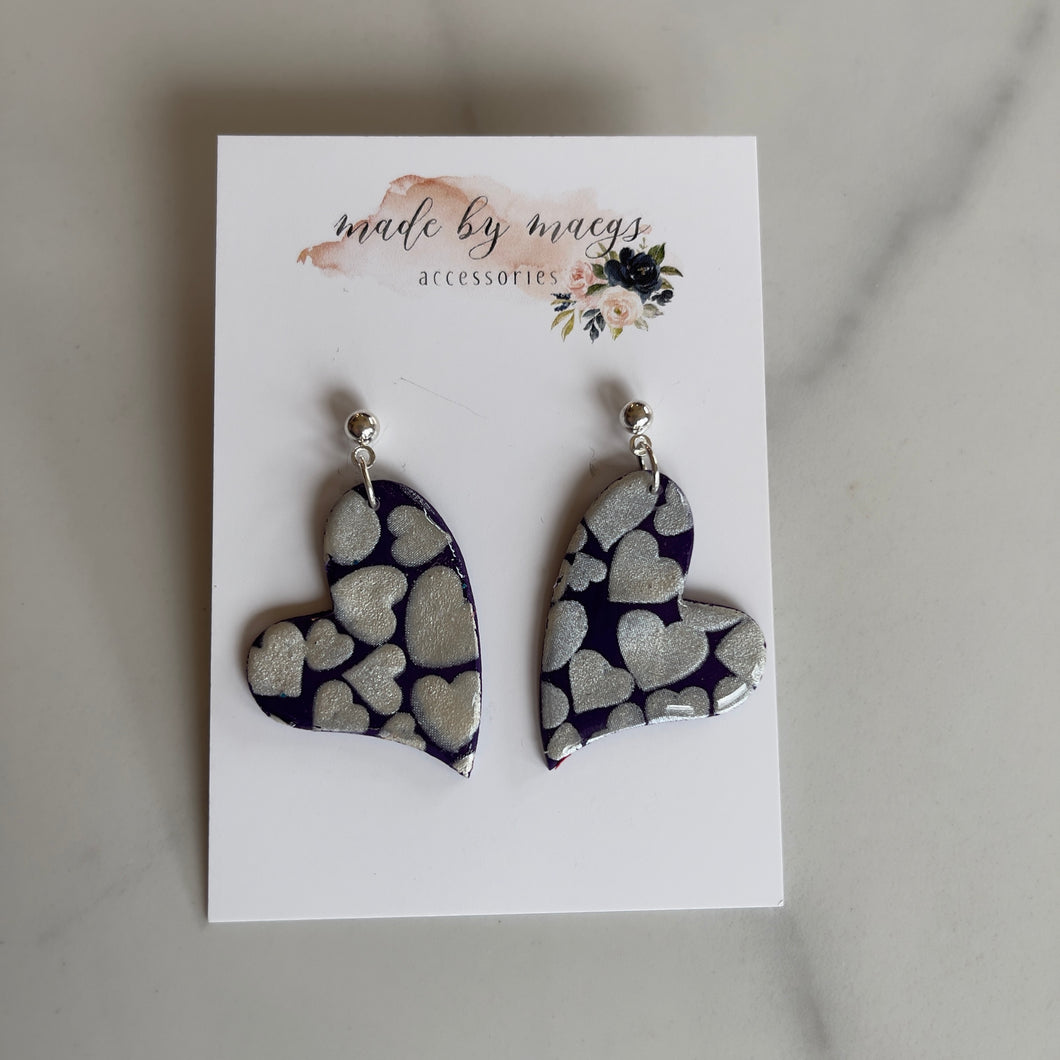 Date Night - Deep Purple + Hearts, Heart Dangles