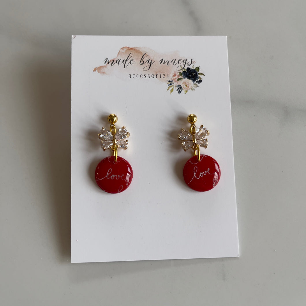 Date Night - Cherry Red Butterfly + Love Dangles