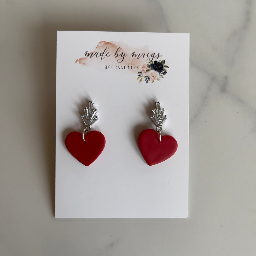 Date Night - Cherry Red Mini Heart Dangles